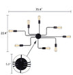 Black 8-light Sputnik semi-flush chandelier, product view 6