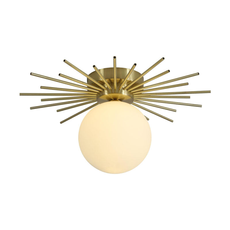 BOKT Antique Brass Semi Flush Mount Ceiling Light Clear Globe Glass Ceiling Light Small Hallway Light Fixture Modern Close To Ceiling Light Fixtures Vintage Ceiling Lamp For Foyer Entryway